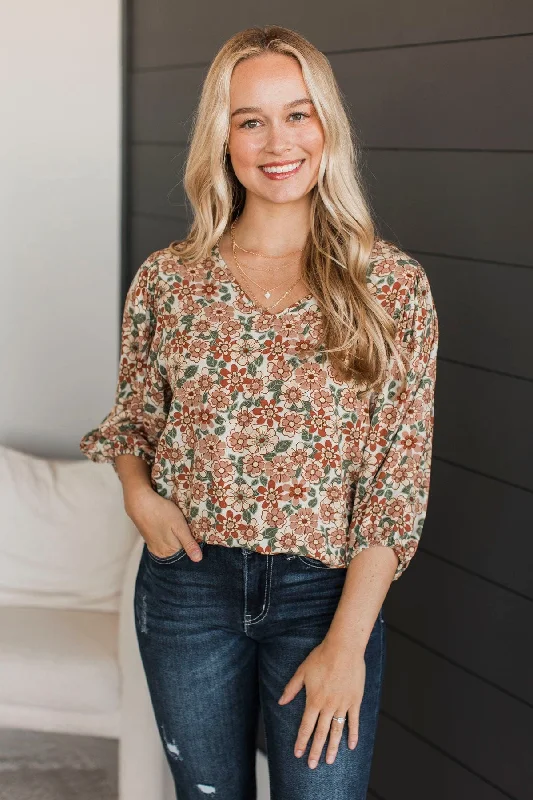 Always In My Mind Floral Blouse- Cream