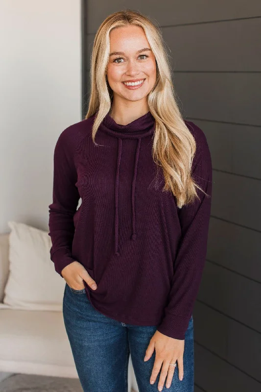 Incredibly Cute Cowl Neck Top- Plum