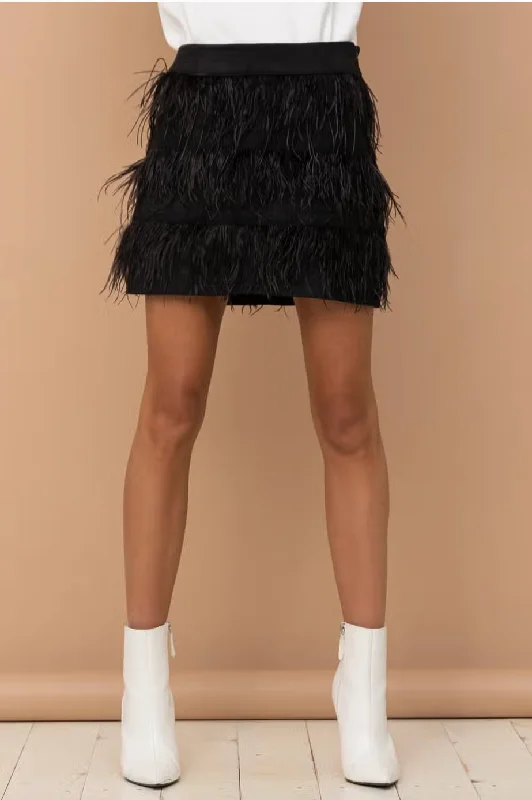 Suede Ostrich Mini Skirt