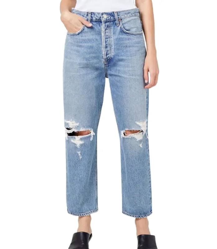 90's Crop Mid Rise Loose Fit Jean In Suspend