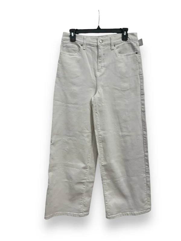 Jeans Wide Leg By Banana Republic In White Denim, Size: 6