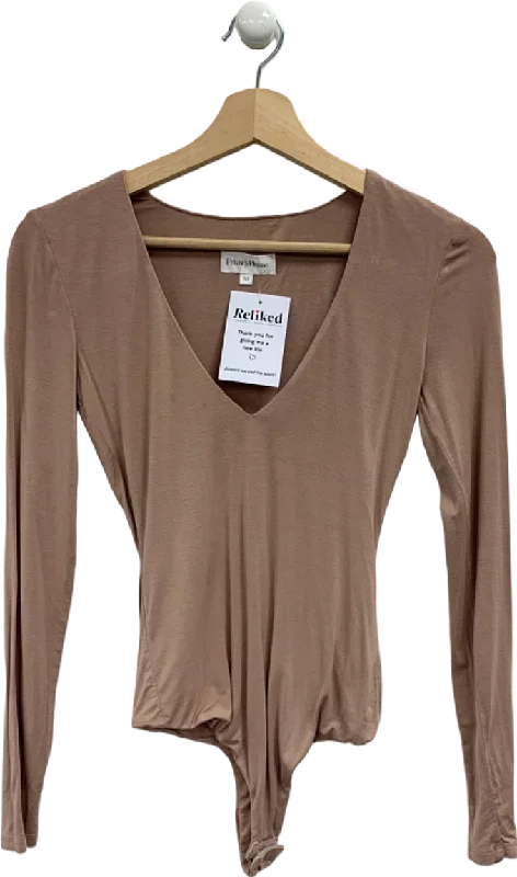 Privacy Please Tan Long Sleeve Bodysuit UK XS