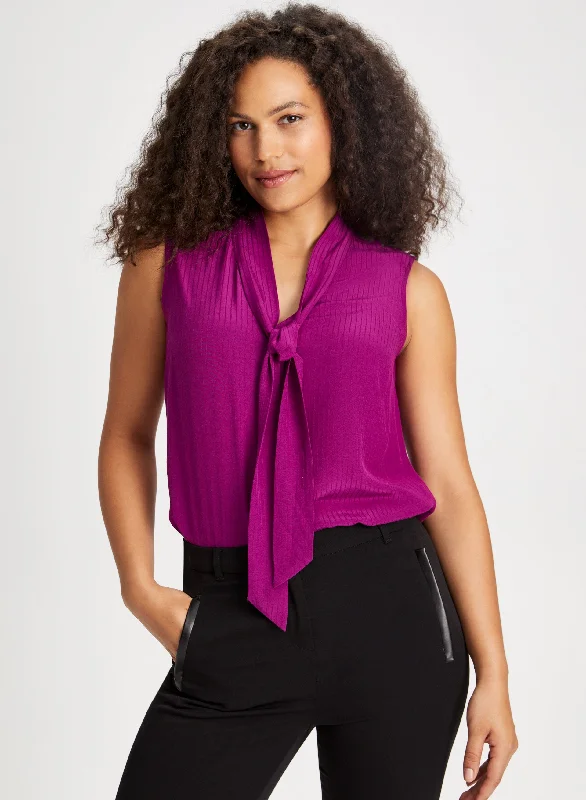 Tie Neck Sleeveless Blouse