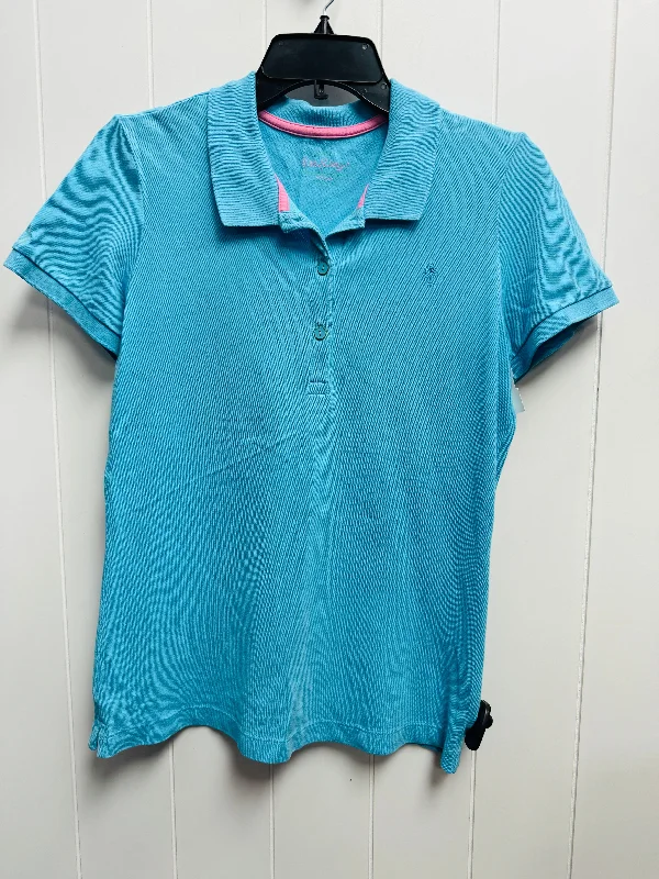 Top Short Sleeve Designer By Lilly Pulitzer In Blue, Size: M