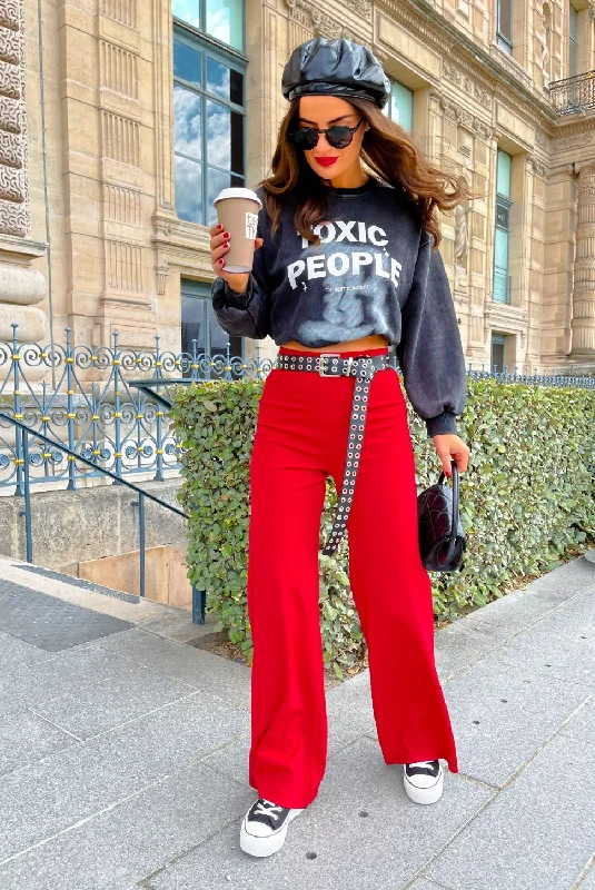 Big Ambitions - Red Wide Leg Trousers