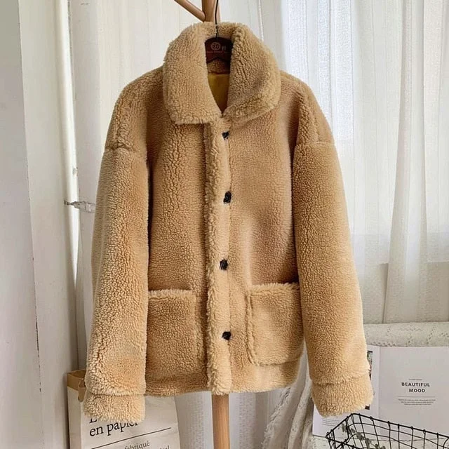 camel fur coat