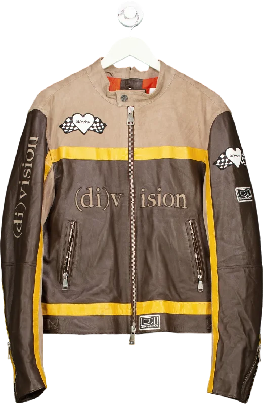 (di)vision Brown Leather Racing Jacket UK XS