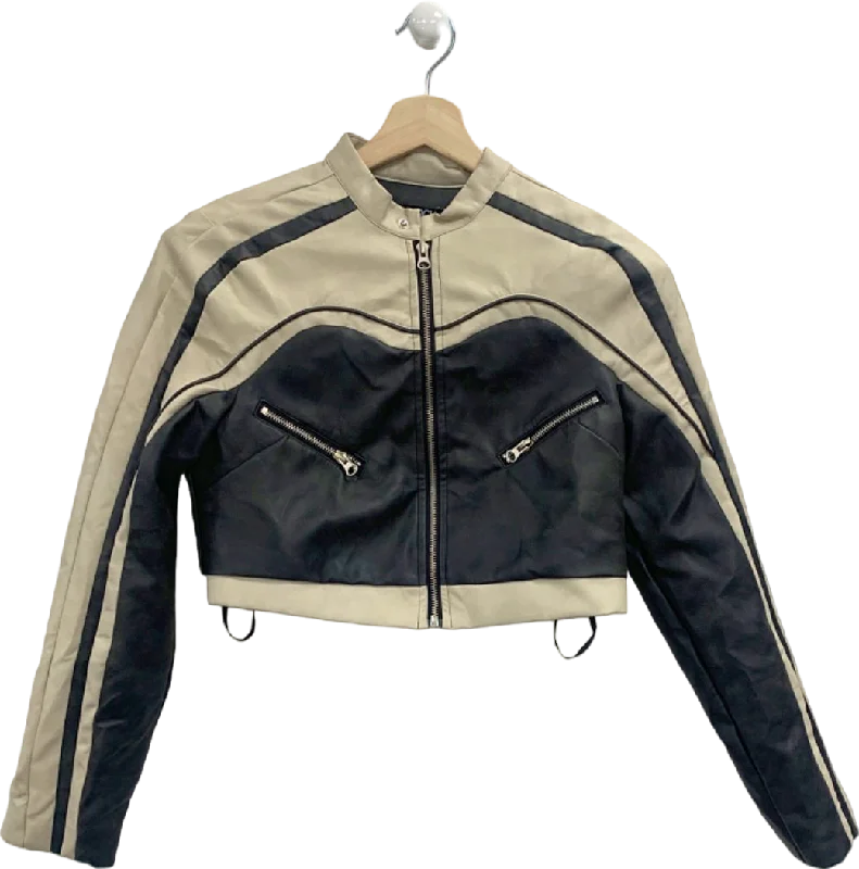 Murci Beige and Black Leather Jacket UK 10