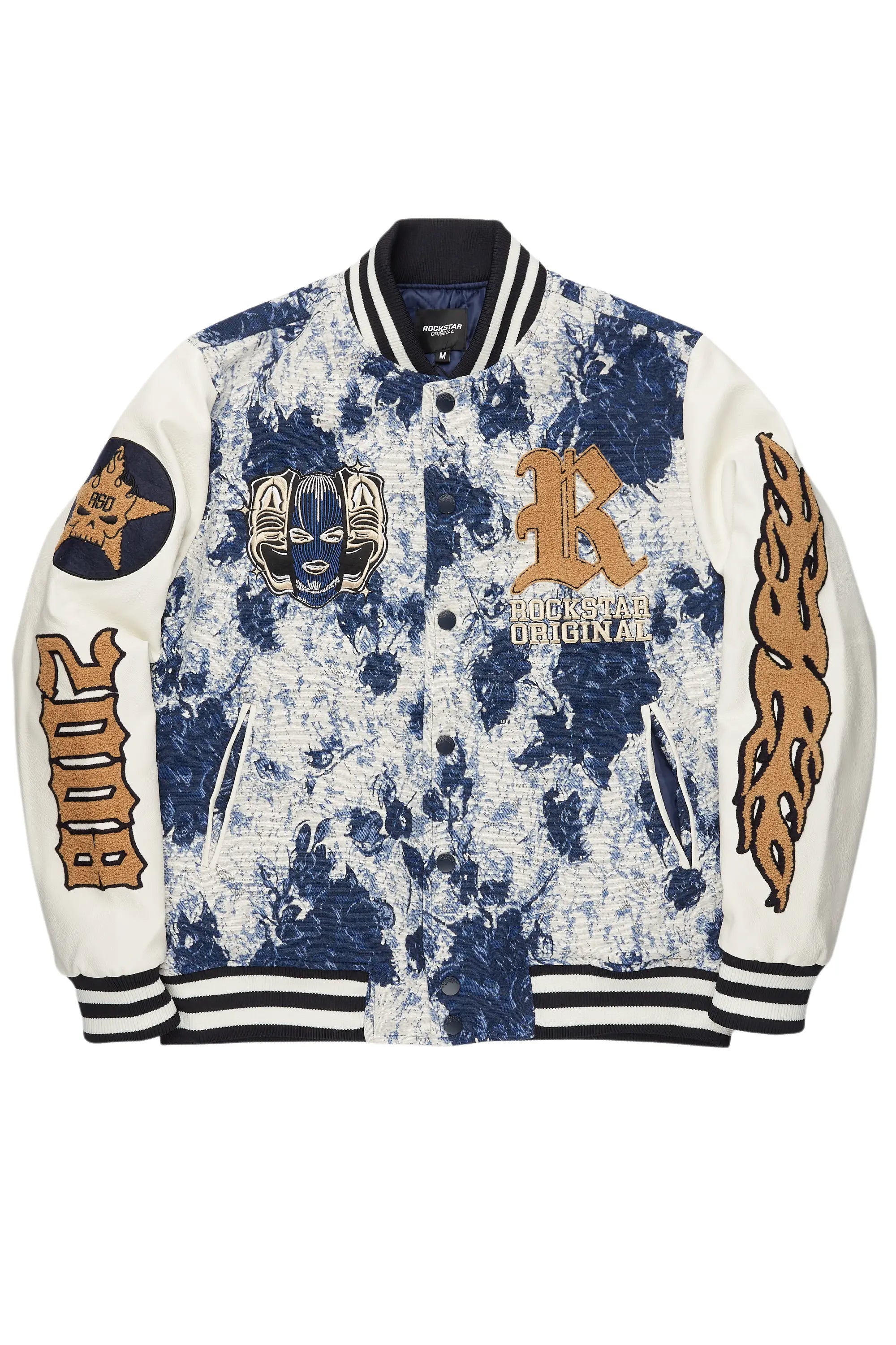 Doron Blue Tapestry Varsity Jacket