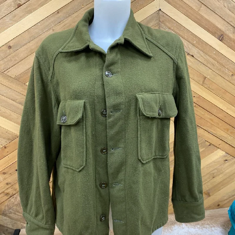 Vintage Olive Green Wool Jacket: Olive Green-unisex-MD