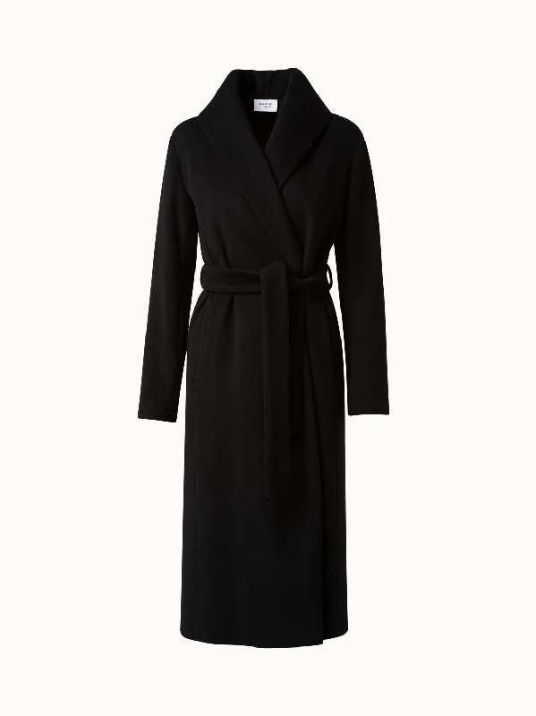 Wool Cashmere Blend Wrap Coat