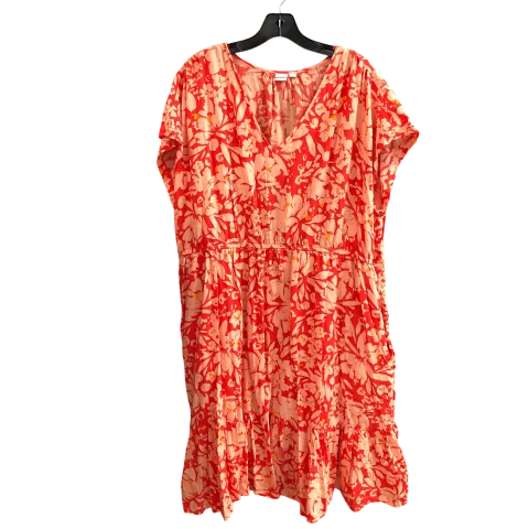 Dress Casual Midi By Gap In Orange & Red, Size: Xxl