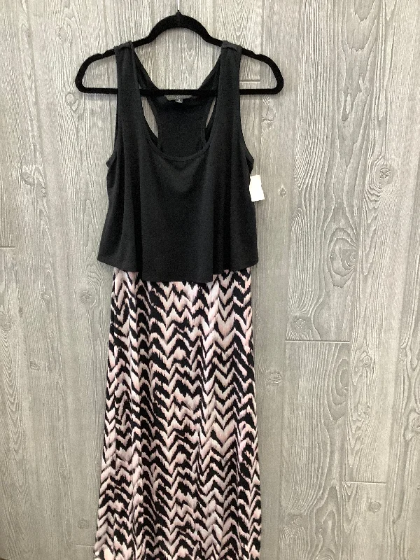 Dress Casual Maxi By Connected Apparel In Black & Pink, Size: M