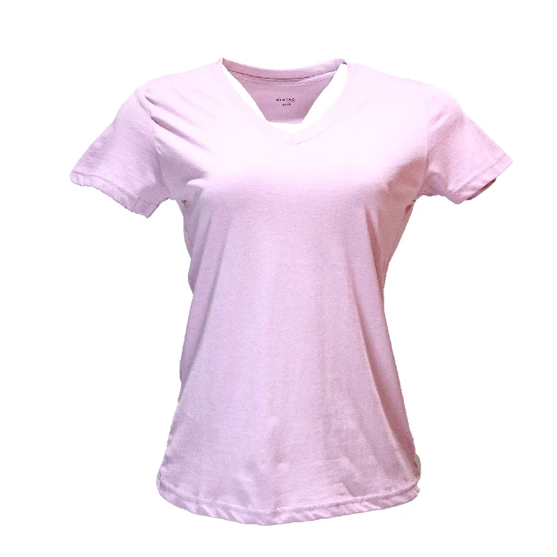 Mauve Short Sleeve V Neck T Shirt