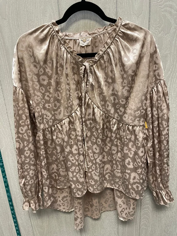 Blouse Long Sleeve By Peach Love Cream California In Animal Print, Size: S