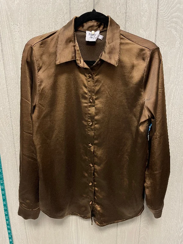 Blouse Long Sleeve By princess polly  In Brown, Size: S