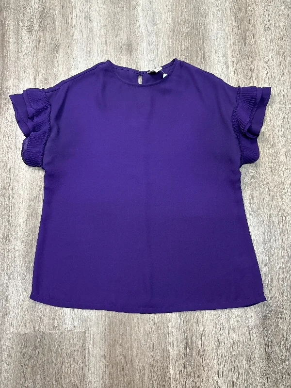 Blouse Short Sleeve By Worthington In Purple, Size: Xs