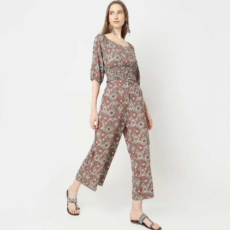 Flare Fit Printed Mid Rise Culottes