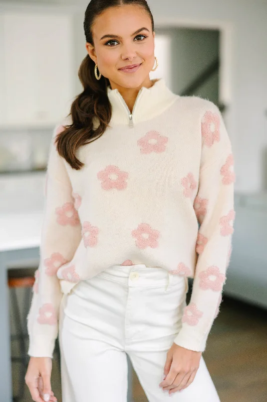 Just Be You Blush Pink Floral Sweater