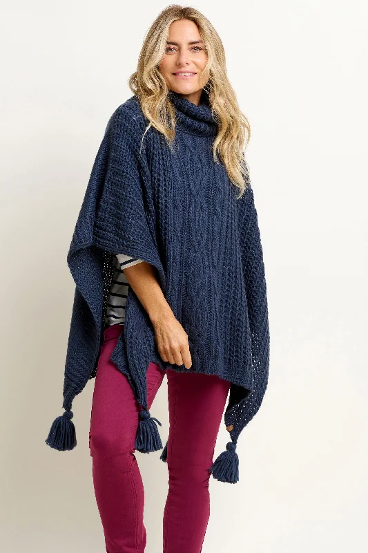 Navy Knitted Poncho