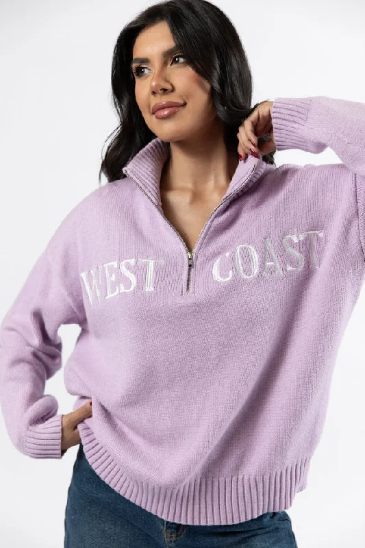 Roll With It Purple West Coast Quarter Zip Sweater