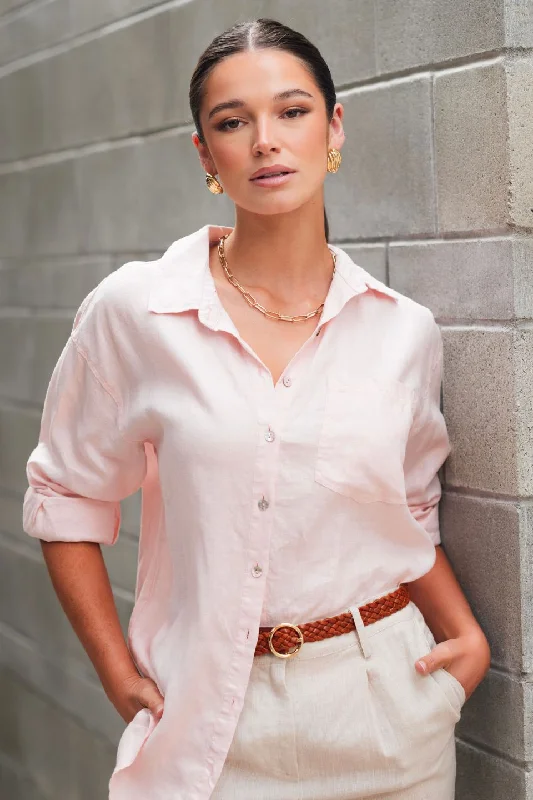 Optimum Blush Linen Oversized Shirt