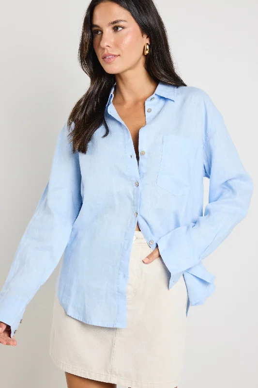 Optimum Light Blue Linen Oversized Shirt