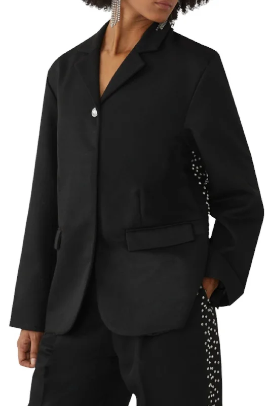 Pezz Crystal Embellished Jacket In Black