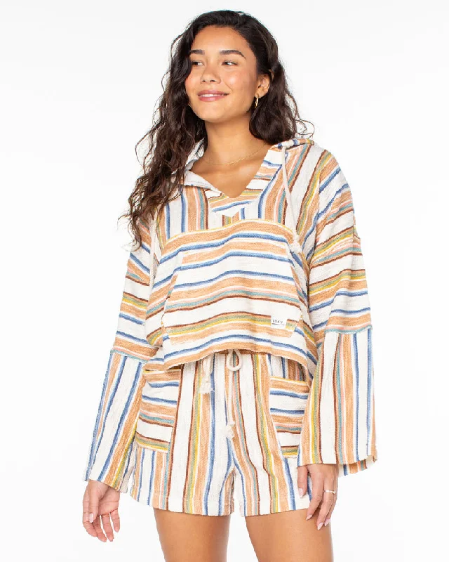 Roxy Rich Coast Stripe Sweatshirt-Camel