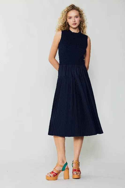 Pleated Skirt Sweater Dress