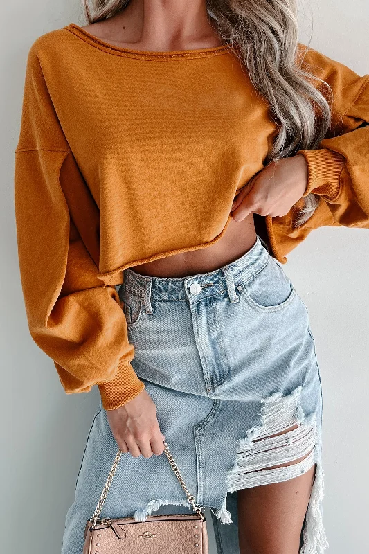 Swapping Stories Oversized Crop Pullover (Mustard)