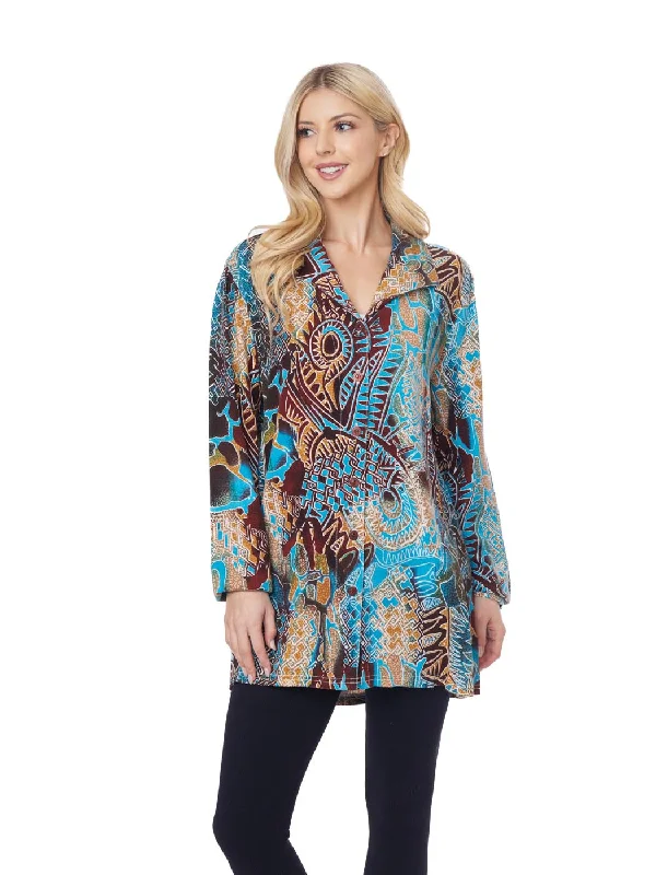 Tianello TENCEL™ Print "Tunisia" - "Sharon" Blouse - (Oversized Fit)