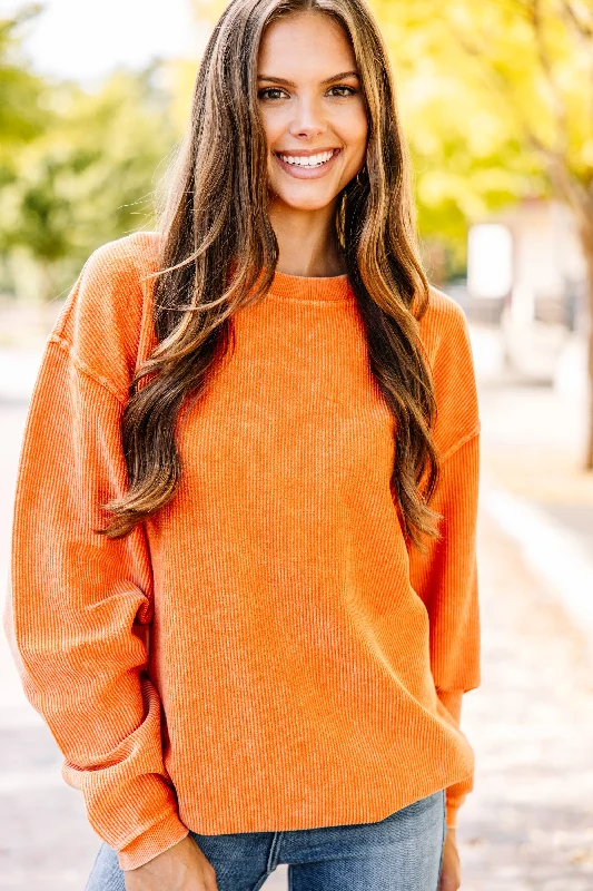 You're So Classic Burnt Orange Corded Sweatshirt